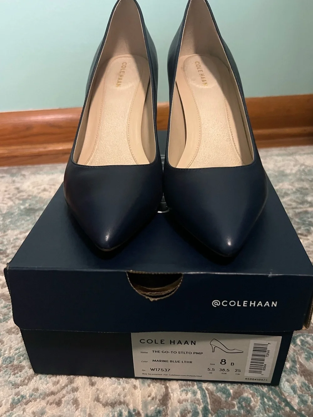 Cole Haan The Go-To Stiletto Pumps Navy Blue